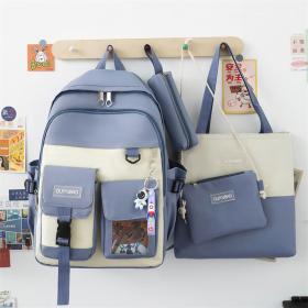 Ensemble de sacs d’école Kawai pour adolescents 4Pcs Guiyu V3 Bleu – محفظة 4 قطع كاواي أزرق SAC20025