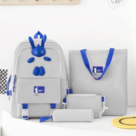 Ensemble de sacs d’école Kawai pour adolescents 4Pcs Lapin X Gris – محفظة 4 قطع كاواي رمادي SAC20025